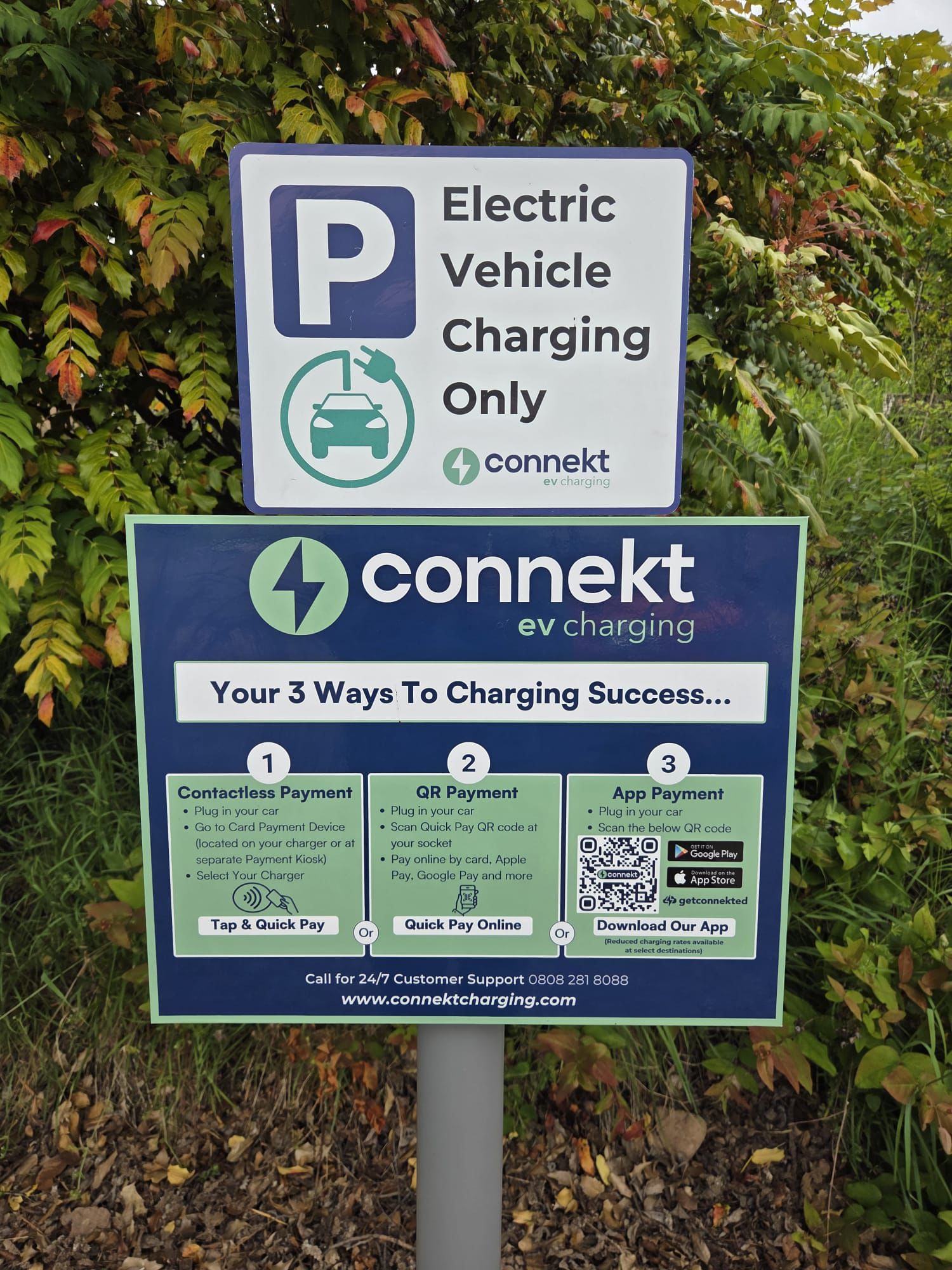 Connekt EV charging instructions at Dovecot Caravan Park