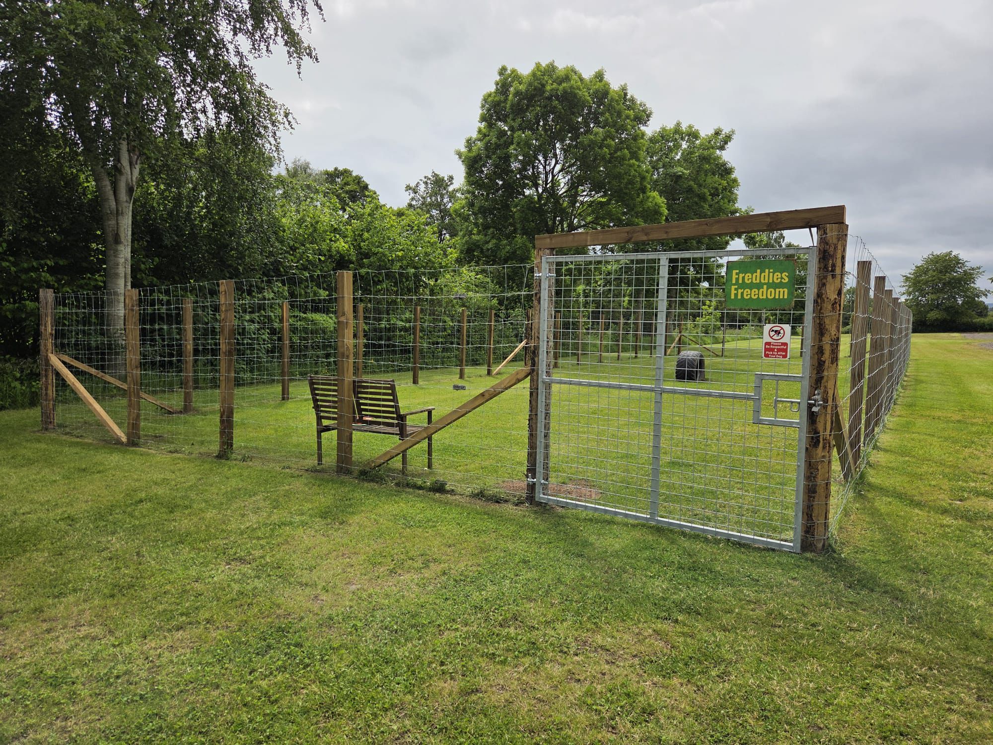 Freddie’s Freedom enclosed dog run at Dovecot Caravan Park