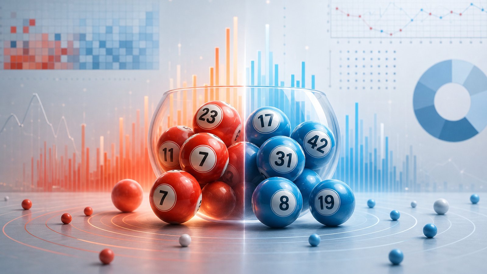 An infographic illustrating hot and cold lottery numbers and their historical frequencies.