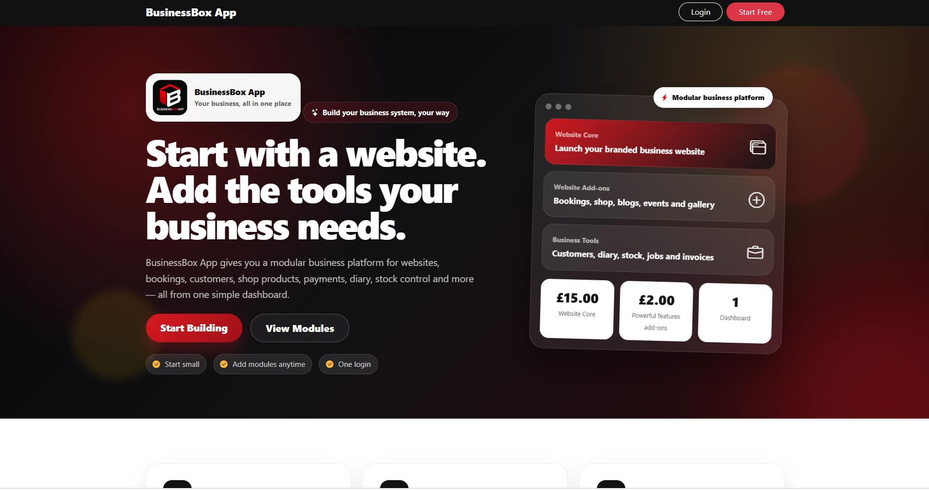 BusinessBoxApp website builder and CRM platform