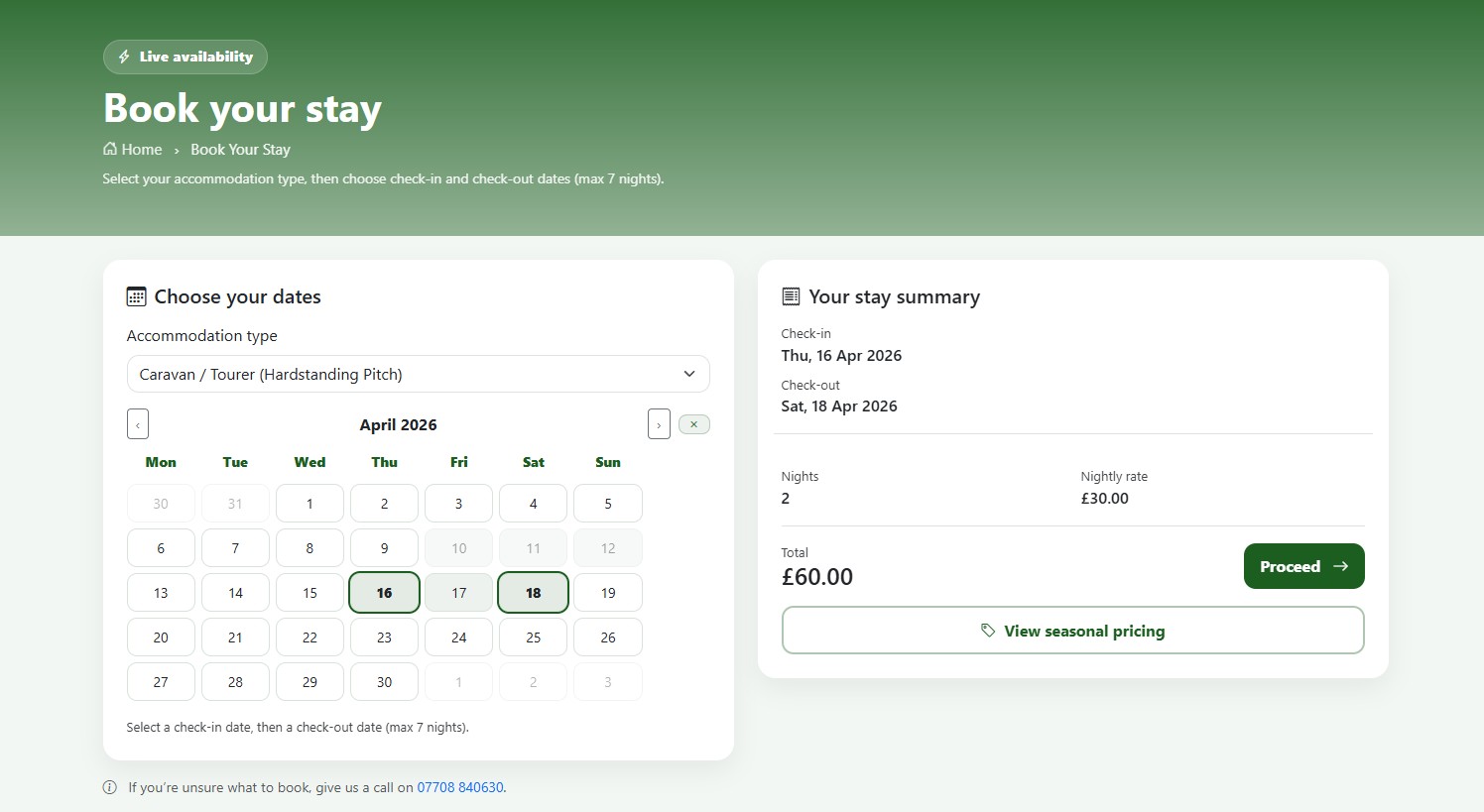 Booking System Screenshot