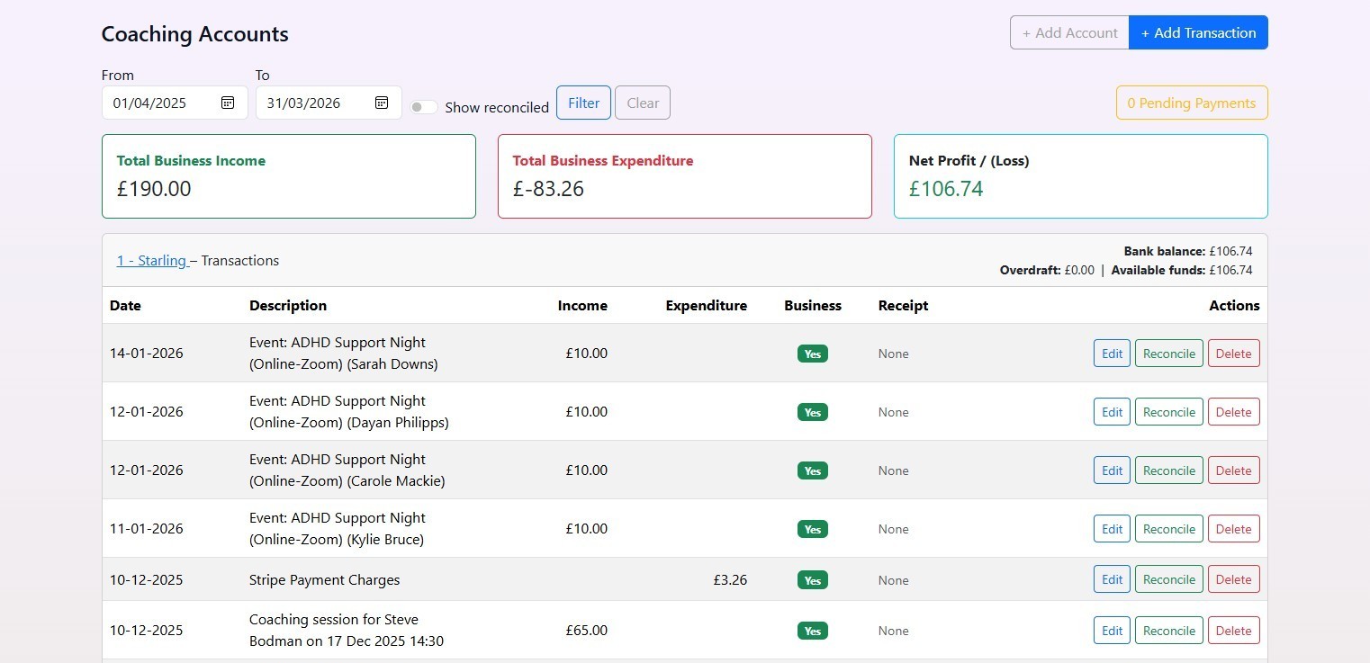 Booking System Screenshot