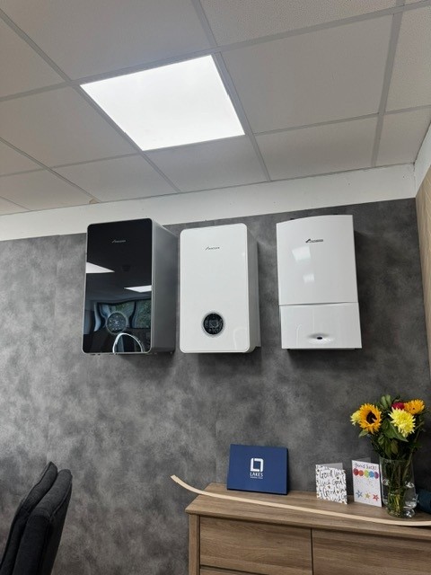 Boilers on display. supply and can also arrange for the installation.